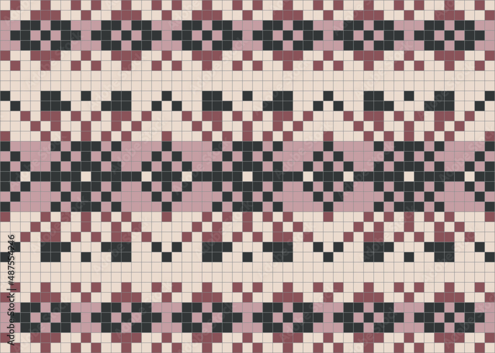 Nordic Fair Isle knitting seamless pattern, traditional scandinavian knitted border, vector geometric background