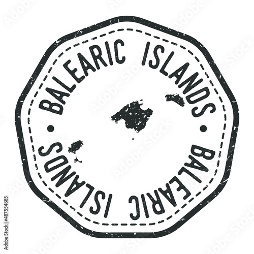 Balearic Islands, Spain Map Stamp Retro Postmark. Silhouette Postal Passport. Seal Round Vector Icon. Badge Vintage Postage Design.