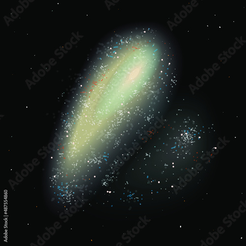 Irregular galaxy with stars, vector illustration of space