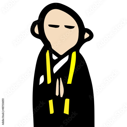 手を合わせるお坊さんのイラスト