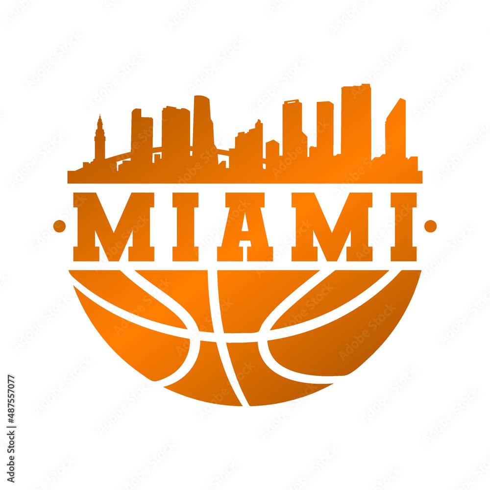 Miami Basketball Skyline City Silhouette Vector. Basket Design Style