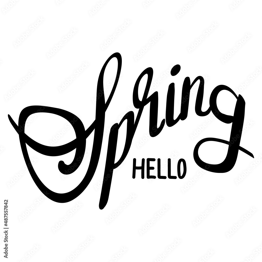 Spring. Trendy script lettering design Spring. Trendy script lettering design