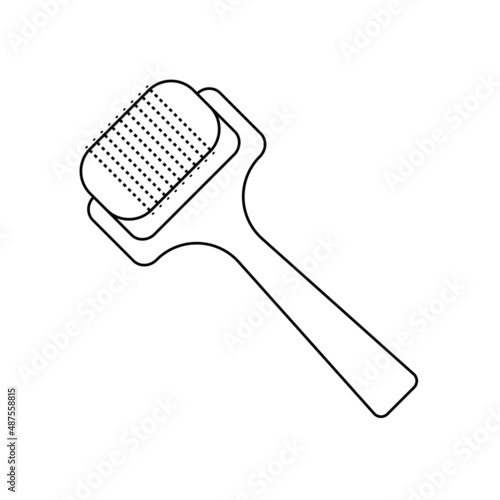 Derma roller. Skin care roller tool. Vector outline icon isolated on white background.