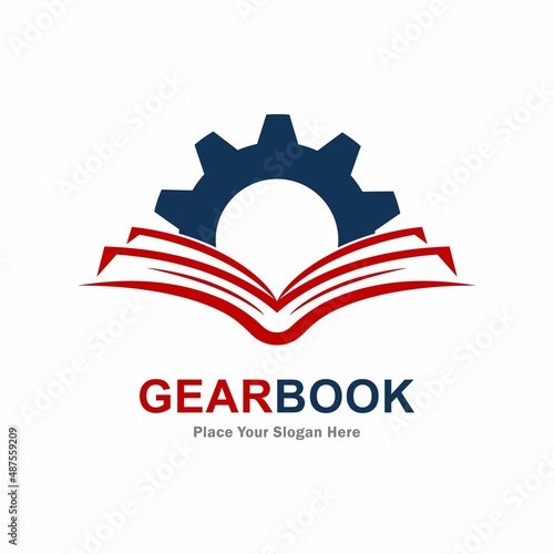 Gear book vector logo design. Suitable for business, industry, education