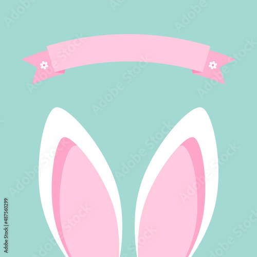 Osterkarte Hasenohren Weiß/Türkis/Rosa