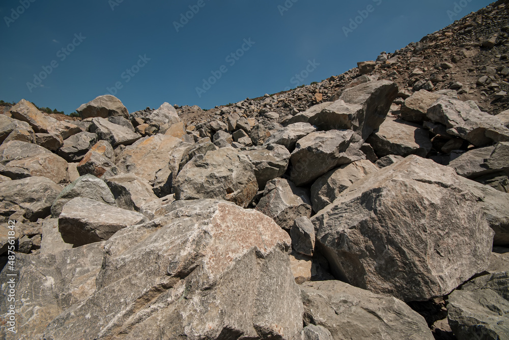 Open pit mining of granite.