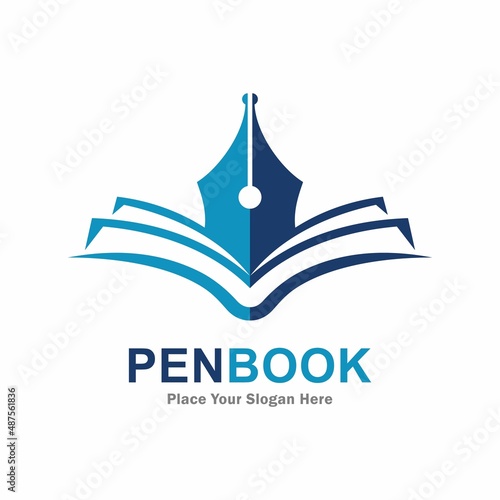 Pen book logo vector template. Suitable for business, education, and author