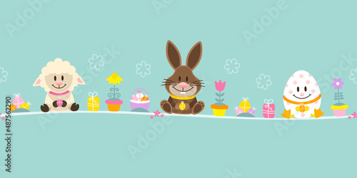 Schaf, Osterhase & Osterei Icons Banner Türkis