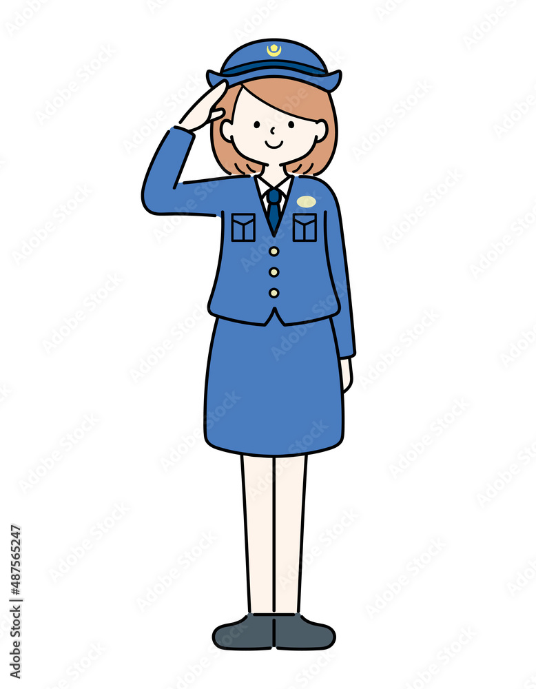 敬礼をする警察 女性 敬礼をする警察 女性