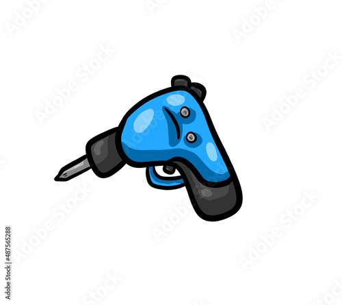Stylized Cartoon Blue Screw Driver