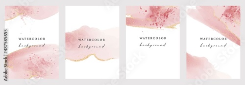 Set of vector watercolor universal backgrounds with copy space for text. Design for social media  card  invitation  brochure  cover.