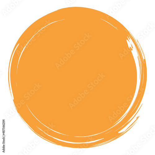 Circle brush stroke vector isolated on white background. Orange enso zen circle brush stroke. For stamp, seal, ink and paintbrush design template. Grunge hand drawn circle shape, vector illustration