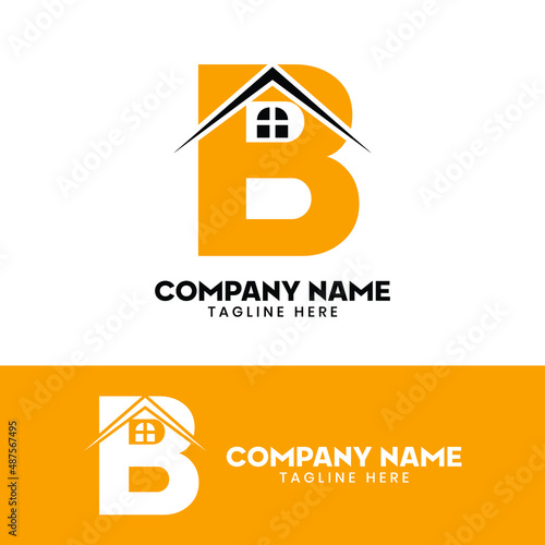 Initial letter B real estate logo vector, initial letter B house logo