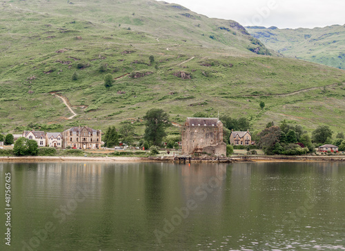 Carrick castle as seen from Loch Long, Scotland, UK