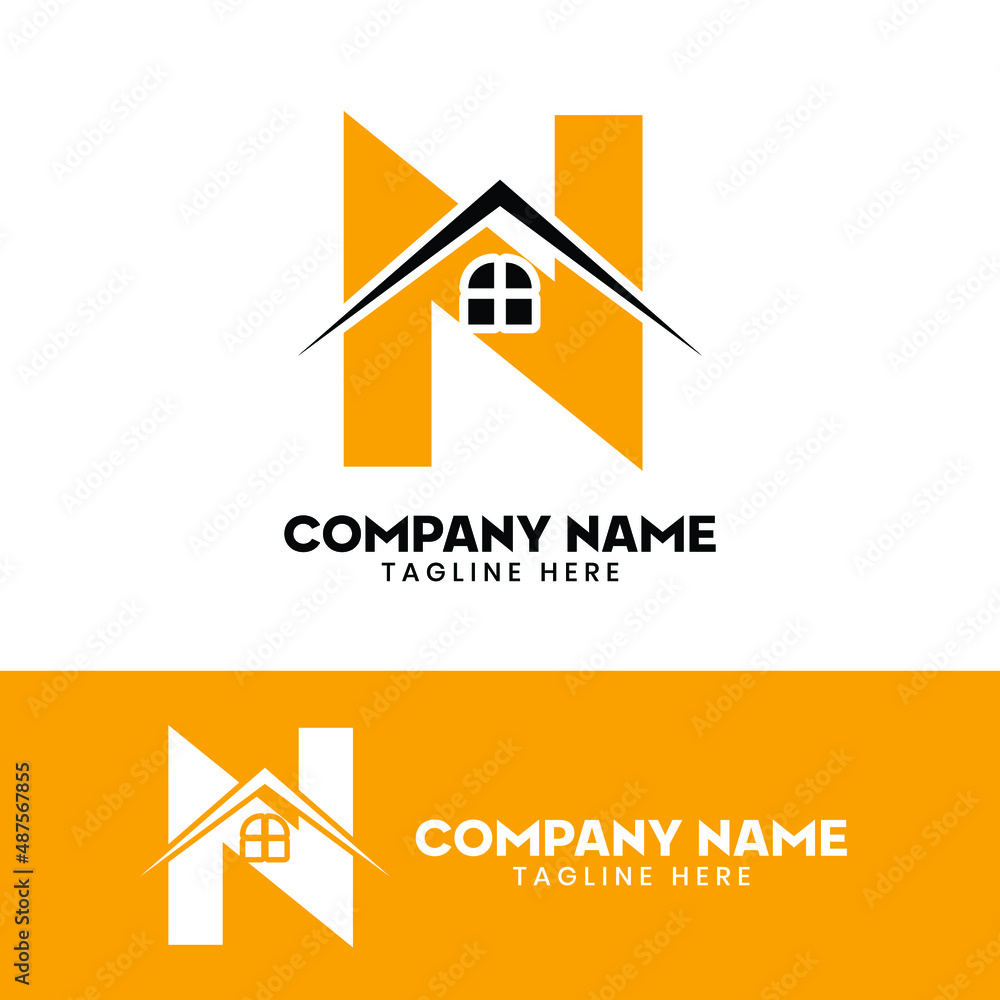 Initial letter N real estate logo vector, initial letter N house logo Initial letter N real estate logo vector, initial letter N house logo