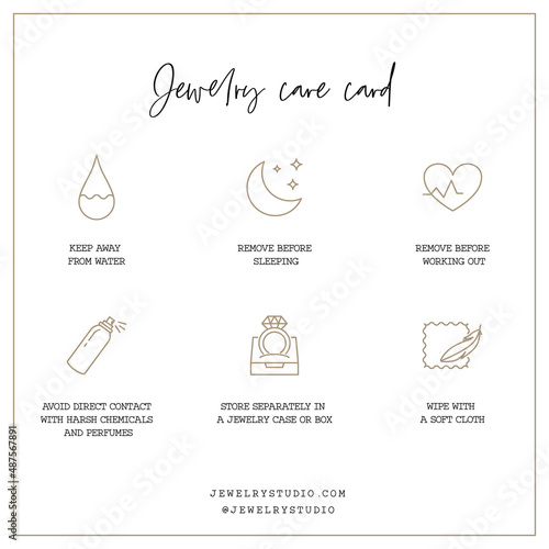 Jewelry care card template