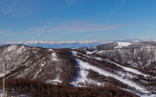 冬の浅間山外輪山登山道雪景色