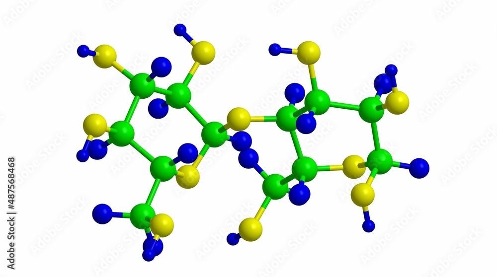Molecular structure of maltose, 3D rendering Molecular structure of maltose, 3D rendering