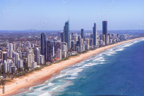 Gold Coast's famous beaches and skyline aerial