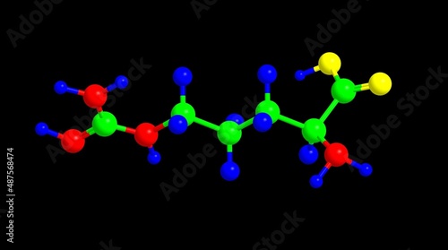 Molecular structure of arginine - 3D rendering
