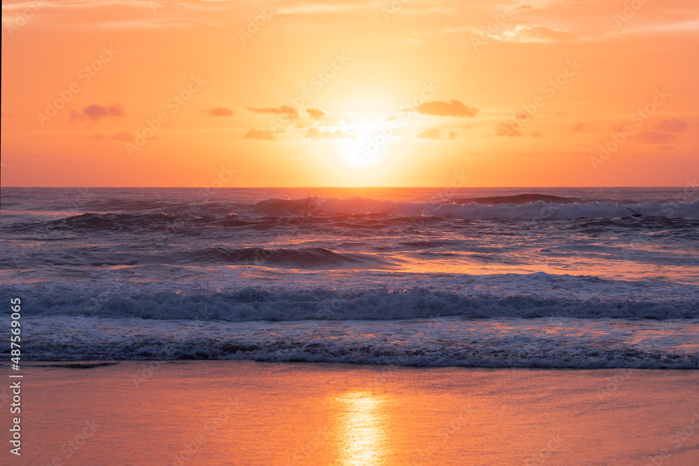 Gold coast beach colourful sky at sunrise