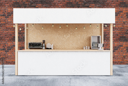 Street food cafe design background mockup. Identity coffee shop presentation.