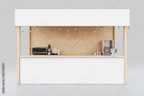 Street food cafe design background mockup. Identity coffee shop presentation.