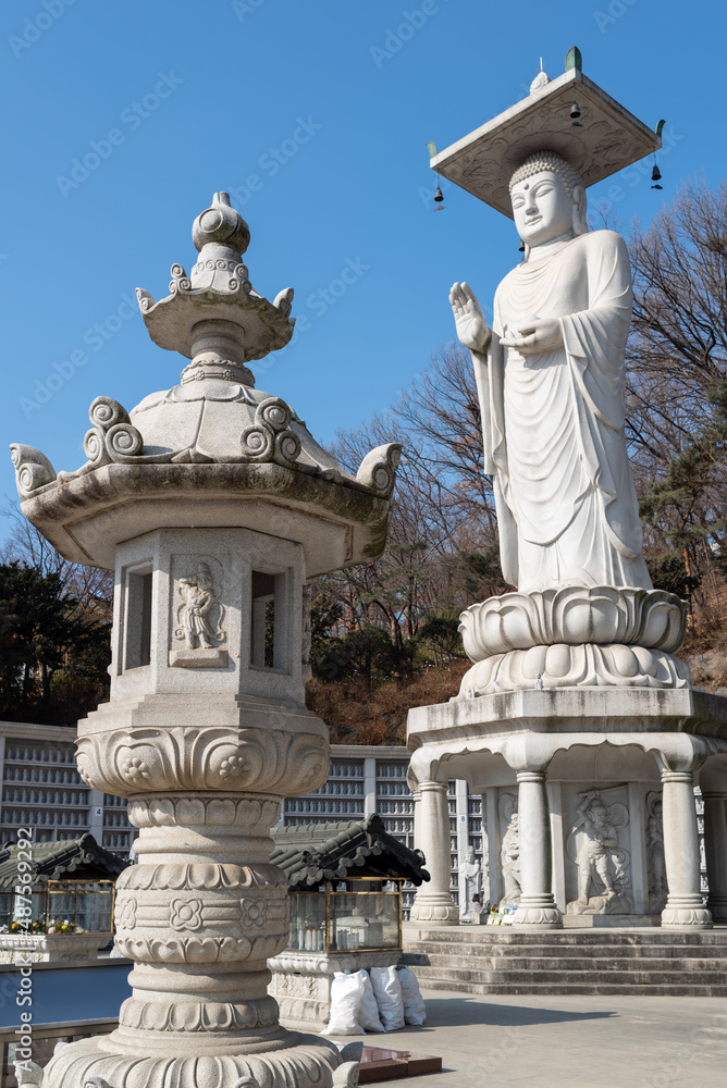 Maitreya statue at Bongeunsa Buddhist Temple in Gangnam in Seoul South Korea