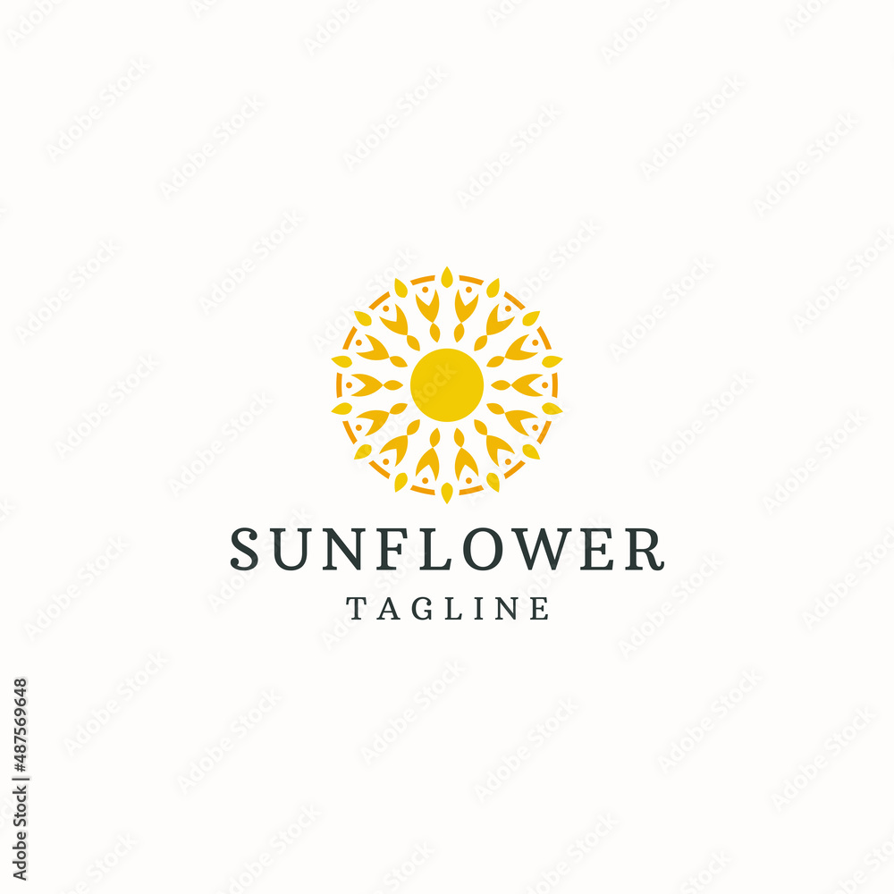 Fototapeta premium Sunflower logo icon design template flat vector