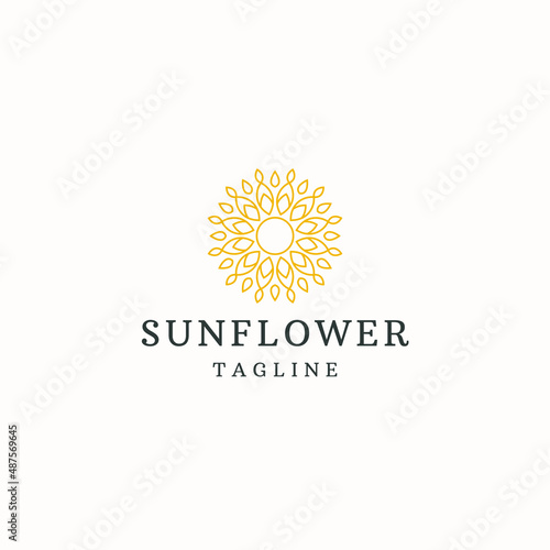 Sunflower logo icon design template flat vector