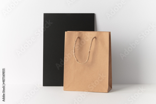 Merchandising set paper bag and chalk board