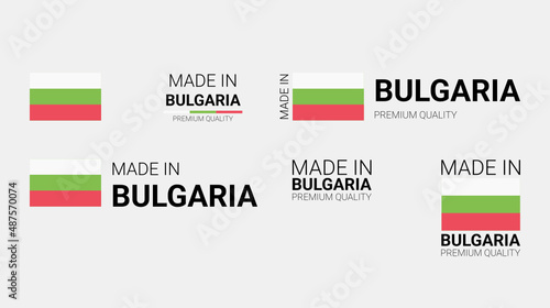 Vector set of made in Bulgaria labels, made in the Bulgaria logo, Bulgaria flag, product emblem, made in Bulgaria badges, premium quality, patriot proud label stamp, vector illustration, Сircle