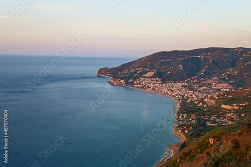 View of the coastline at sunset in the province of Gioiosa Marea