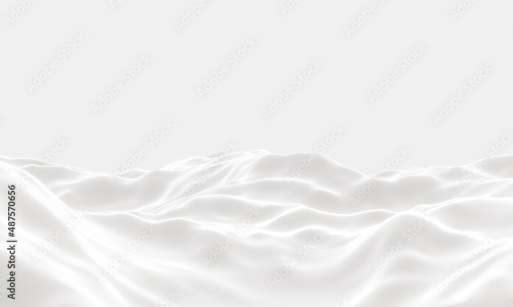 3D Snow mountain. White topographic terrain.