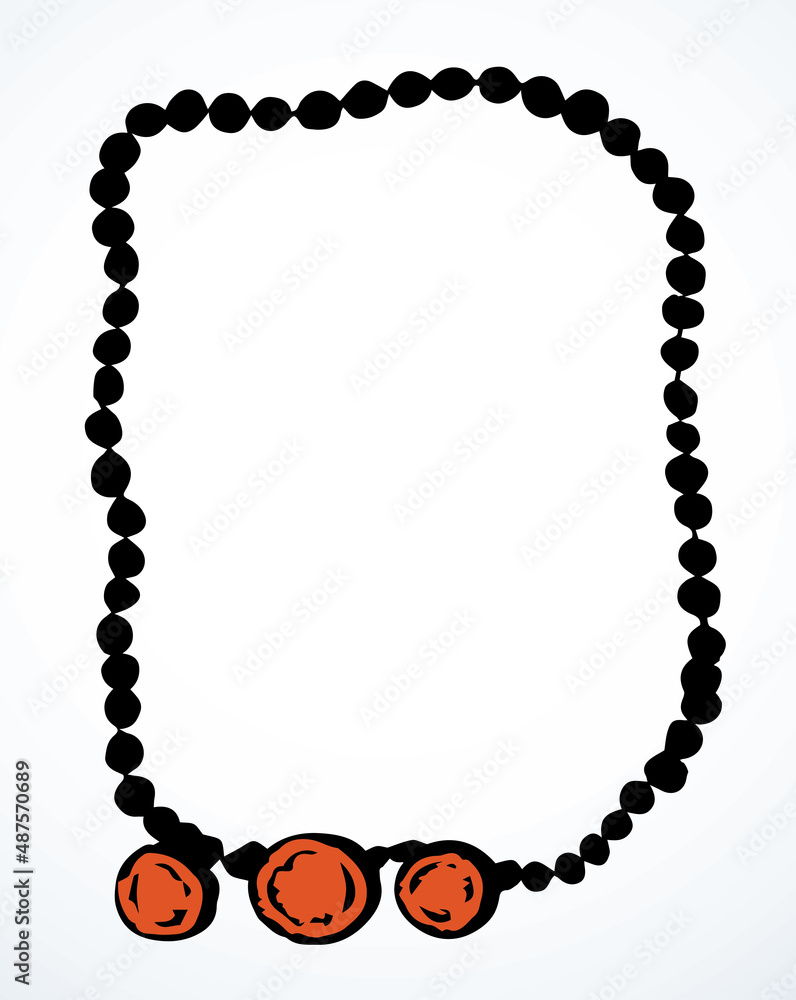Naklejka premium Antique beads. Vector drawing frame