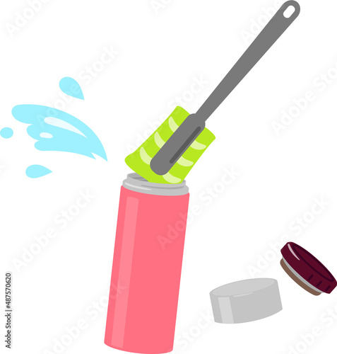 水筒を洗う柄の付いたスポンジ