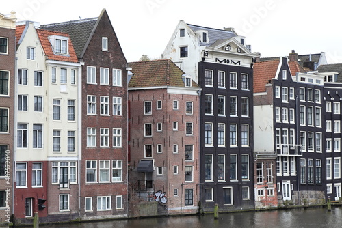 Amsterdam Damrak Canal Historic Building Facades, Netherlands