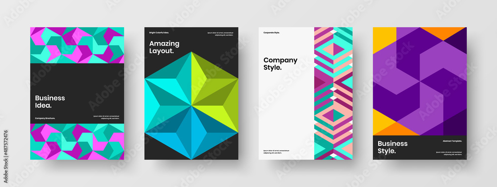 Simple geometric pattern book cover illustration composition. Original banner design vector template collection.