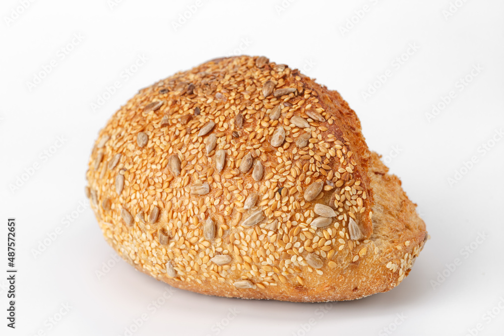 Loaf of bread isolated on white background. Whole bread.Crispy bread roll isolated against white background Loaf of bread isolated on white background. Whole bread.Crispy bread roll isolated against white background