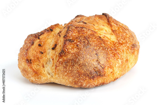 Loaf of bread isolated on white background. Whole bread.Crispy bread roll isolated against white background