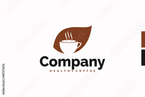 coffee logo with leaf concept, reference for your business