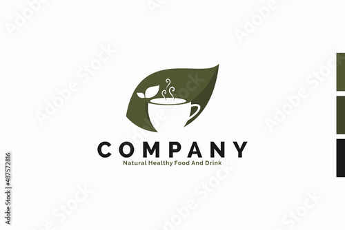 green tea logo with leaf concept, reference for your business