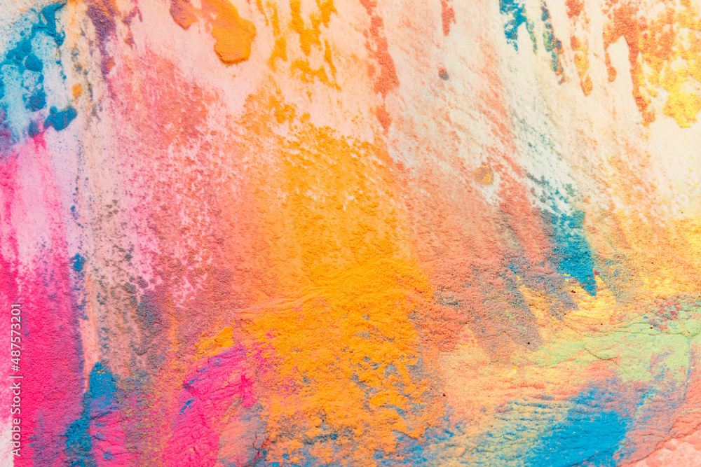 Freezing of colored powder explosions isolated on a white background Freezing of colored powder explosions isolated on a white background