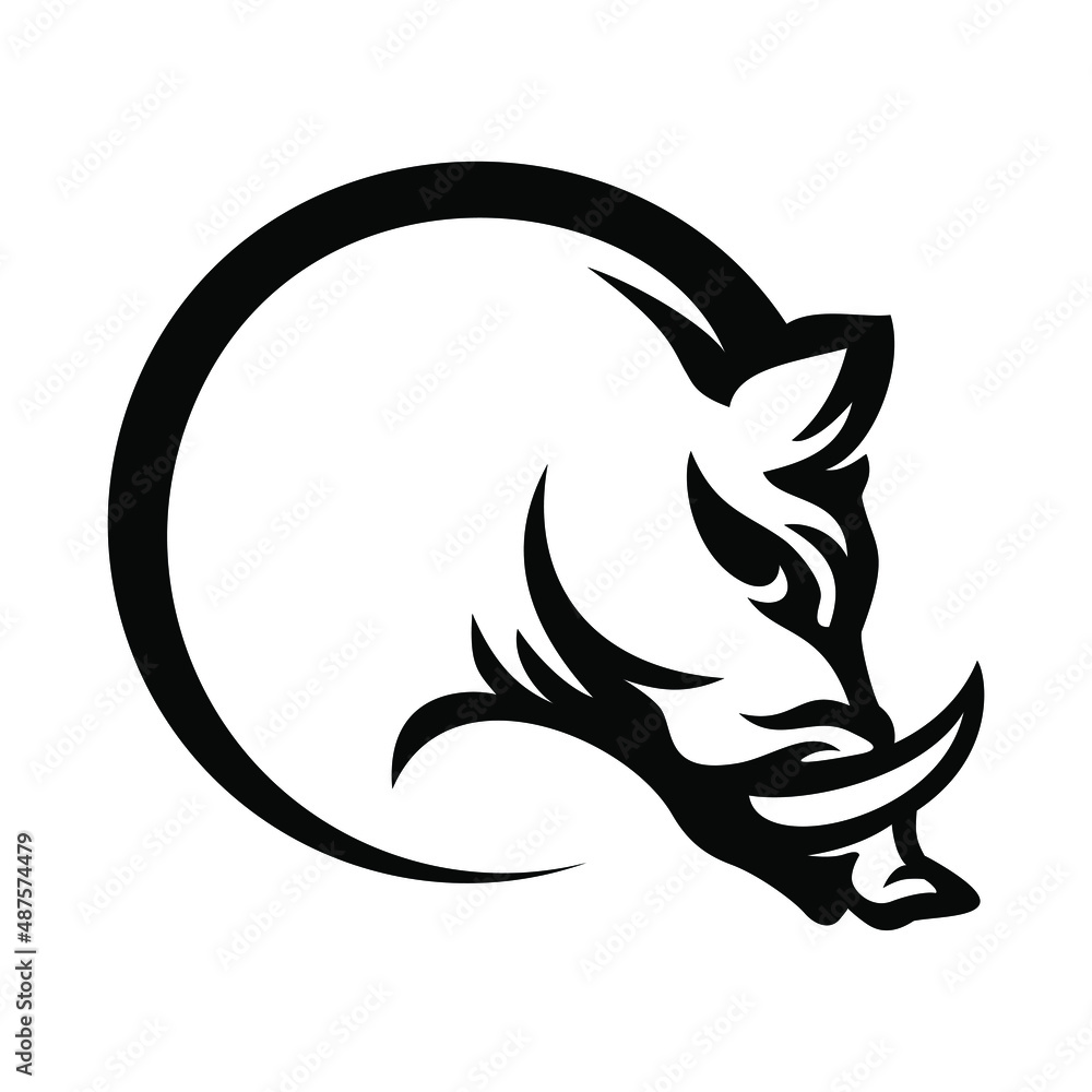Vector Illustrated of Hog, on white background. Design element for logo, poster, card, banner, emblem, t shirt. Vector illustration