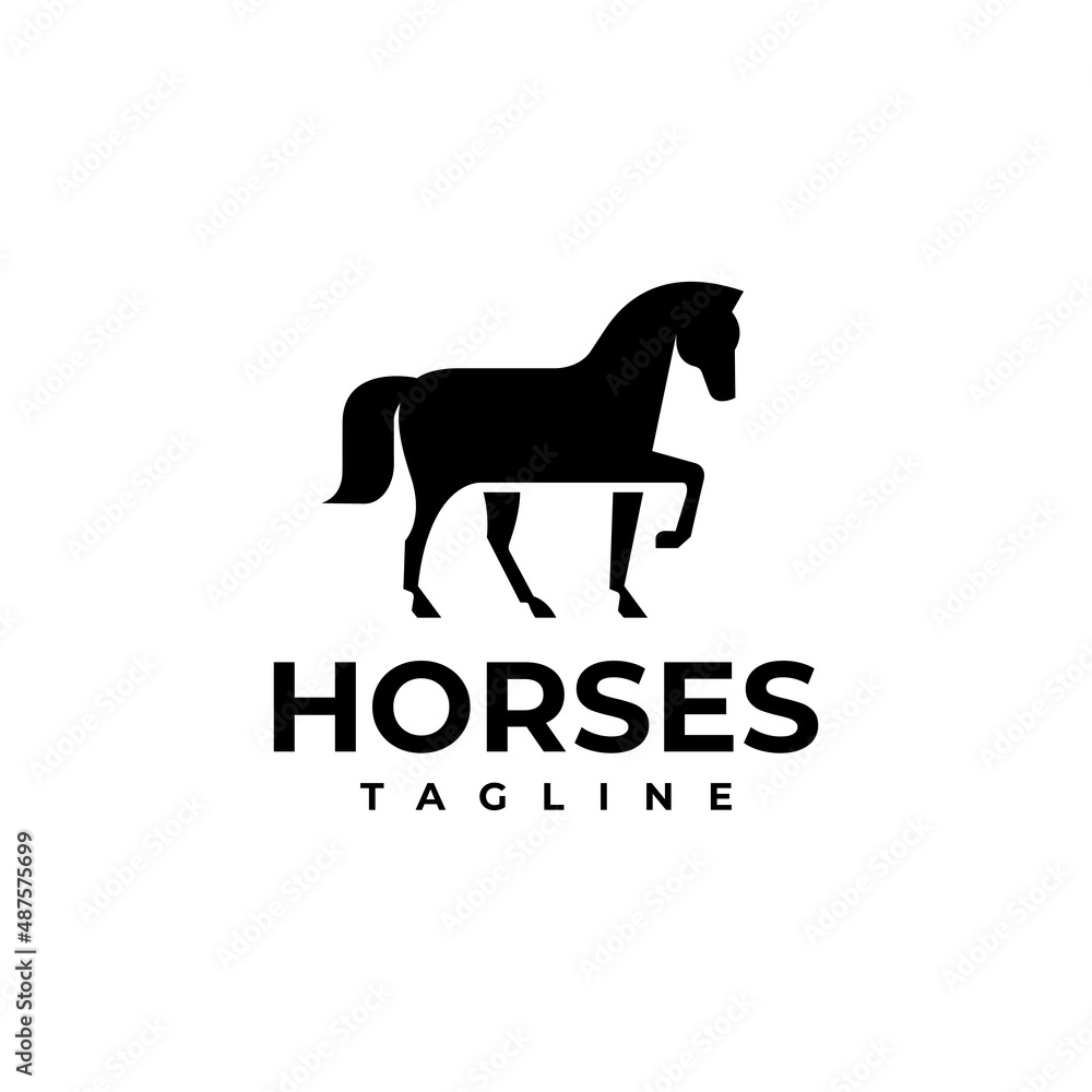 illustration vector graphic template of horses silhouette logo