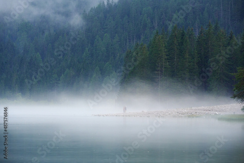 Fog on Lake Dobbiaco - Dolomites  Italy