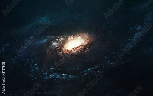 Fototapeta 3D illustration of galaxy in deep space background, full of stars and nebulas