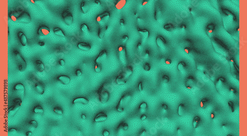 Background texture of porous material. Macrostructural design for flyer, poster, cover or brochure. Dot stipple design. 3D vector illustration.