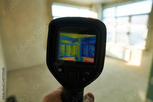 thermal imaging camera inspection window for temperature check and finding heat loss
