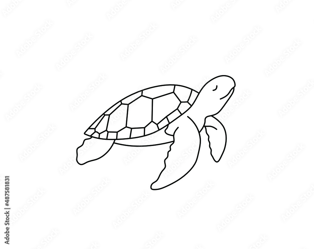 character watercolor drawing Cartoon sea turtle smiling at the camera  standing on its hind legs on a white background